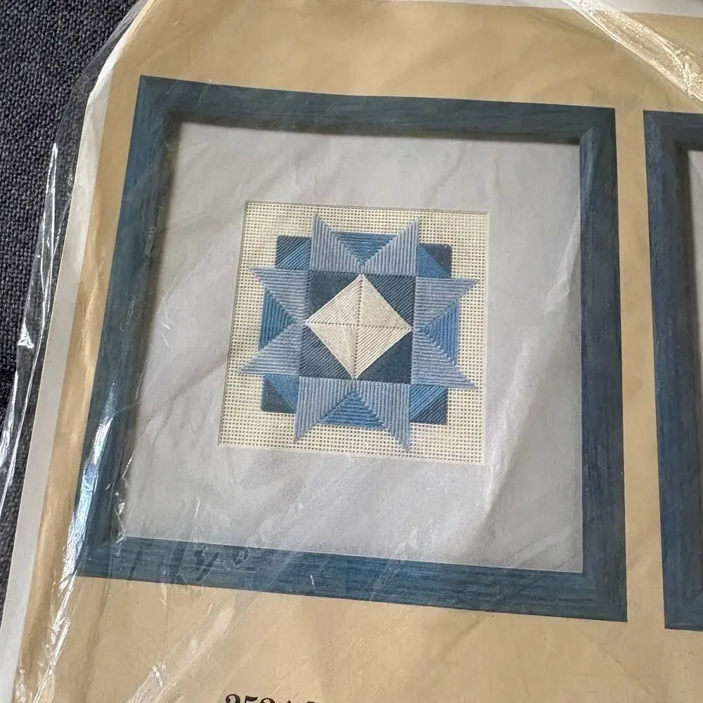 Sea Star 2524 Blue Pastel Vintage Needlepoint Kit by The Creative Circle - 1988